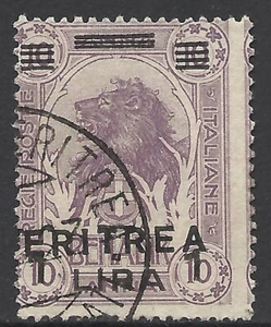 ERITREA SCOTT 64 USADO FINO - 1922 1l sobre 10a EMISIÓN LILA CAT $22,50 - Imagen 1 de 2