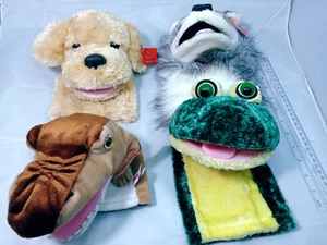 Aurora Hand puppets set of 4 Frog Dog Wolf Dino - Picture 1 of 8