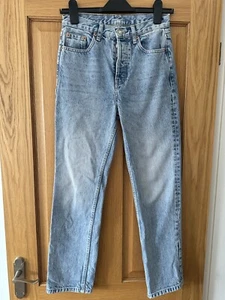 Topshop Blue Mom Denim Jeans - Size 6 - W25 L32 - Button Detail - Picture 1 of 5