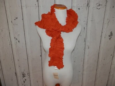 全新 Coldwater Creek 橙色花朵芽围巾 罗纹弹力荷叶边围巾 全新带标签 2836 — 第 1/4 张图片