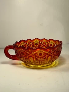 Vintage LE Smith Amberina Sawtooth Top Nut Bowl 5.25 in. - Picture 1 of 13