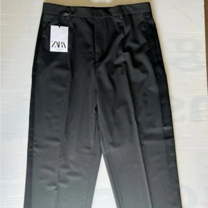 ZARA PINSTRIPE SUIT PANTS LIMITED EDITION BLACK SIZE 34 | 6770/023/800 - Picture 1 of 12