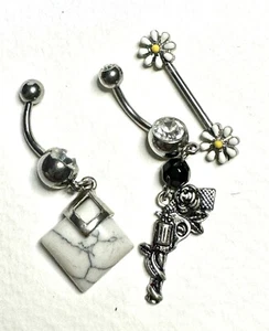 Button Ring Piercing Ring Piercing Jewelry Belly Button Ring Navel Ring Lot Of 3 - Picture 1 of 3