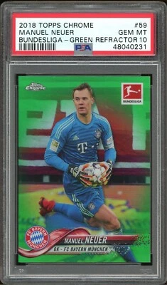 2018 Topps Chrome Bundesliga Manuel Neuer Green Refractor #/99 PSA 10 | #59 - Image 1 of 2
