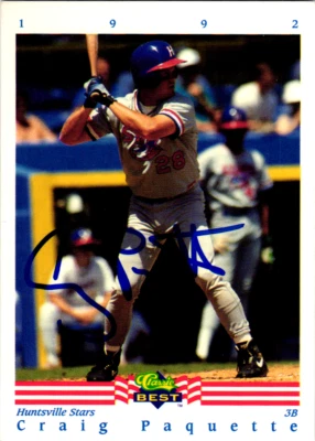 Craig Paquette Signed 1992 Classic Best Minor League - #138 Huntsville Stars - Image 1 of 2