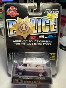Model Car 1/64 1975 Chevy Van Police. Racing Champions Diecast Issue 102 Lansing - Picture 1 of 7