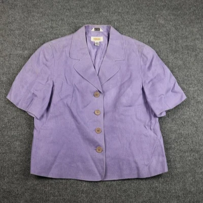 Talbots Petites Blazer женщин 14 фиолетовый ирландский льняной коротким рукавом с подкладкой куртка - Изображение 1 из 4