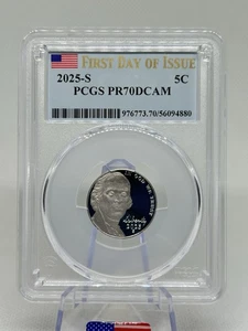 2025-S First Day Of Issue 5c PCGS PR70DCAM ! Brilliant 🇺🇸✨💯 - Picture 1 of 3