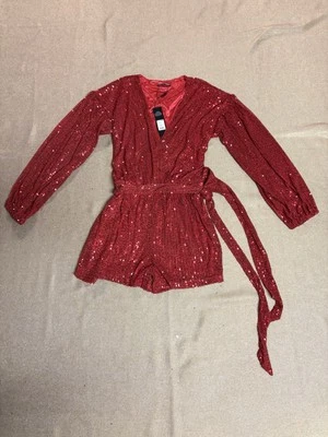 Moda Nova Mameluco Lentejuelas Completas Diva Rojo Brillo Para Mujer Talla M Foto 1 de 4