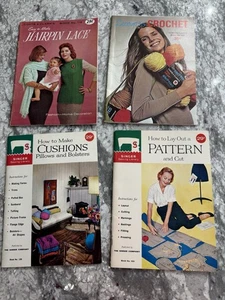 Lot of 4 sewing booklets: Singer Sewing Library & Crochet & Hairpin Lace - Picture 1 of 9
