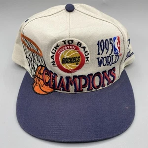 Gorra gorra Houston Rockets 1995 espalda con espalda logotipo de campeones del mundo cierre a presión atlético - Imagen 1 de 12