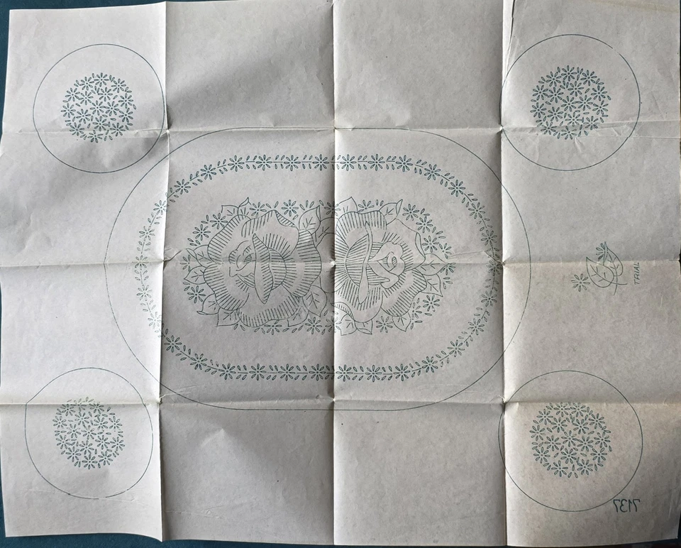 C 1940s Transfer Rose Runner Coaster Doiley Embroidery Needlework Semco 7137 - image 1 of 2