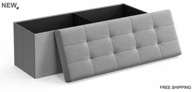 Folding Storage Ottoman Bench Chest Stool with Lid Light MDF Frame Footrest - Image 1 of 4