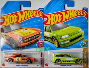 2025 HOT WHEELS HONDA S800 RACING TREASURE HUNT & '90 CIVIC EF Lot Of 2 - Picture 1 of 1
