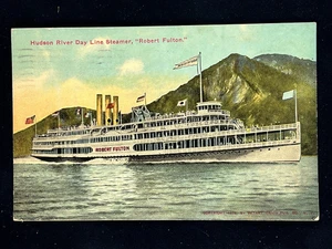 Steamer Robert Fulton - Hudson River Day Line - Yonkers NY 1912 - Vtg Postcard - Picture 1 of 2