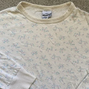 Vintage 80s Duofold Womens Large Thermal Long Sleeve Cotton Wool Floral - Picture 1 of 7