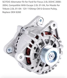 SCITOO Alternator Fit for Ford for Focus 2.0L DOHC 2000-2004 Replace OE# 8260 - Picture 1 of 21