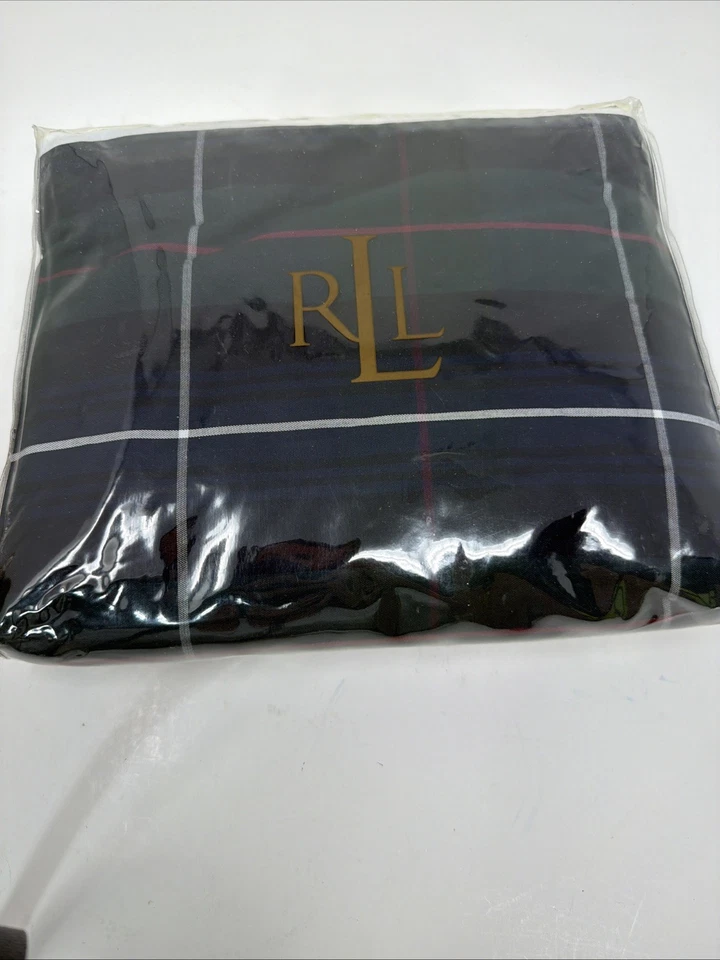 Falda de cama Ralph Lauren Millbrook tartán a cuadros king azul marino/verde RARA *LEER* Foto 1 de 4