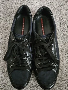 PRADA Mens Nylon Sneakers Black 4E 1835 US Size 11 Lace Up - Picture 1 of 14