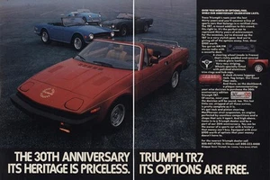 Pubblicità stampa vintage Triumph TR7 1980: 30th Anniversary Heritage Is Pregation - Foto 1 di 1