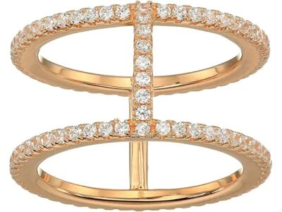 MICHAEL KORS Women Rose Gold 925 Sterling Silver Crystal Pave Ring Jacket Size 7 - Image 1 of 2