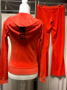 Juicy Couture Velour Straight Leg Low Rise Hose 32 x 32 S Reißverschluss Hoodie XS - Bild 1 von 14