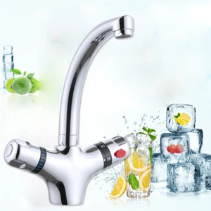 Rubinetto girevole 360 bagno lavello due maniglie termostato rubinetto cucina - Foto 1 di 11