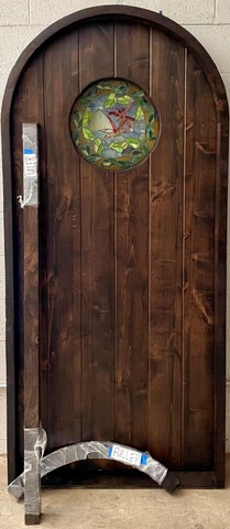 Rustic reclaimed lumber arched door solid wood storybook castle winery plank Cover