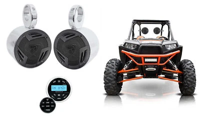 (2) Rockville 5.25" Tower Speakers+Bluetooth Receiver Polaris RZR/ATV/UTV/CART - Image 1 of 4
