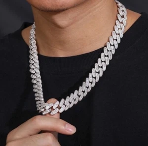 Men’s 15mm Cuban Chain Baguette CZ Diamond Super Iced Out 18K Gold 6X Layered20” - Picture 1 of 9