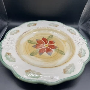 ROYAL NORFOLK Natale/Vacanze STONEWARE PIATTO INSALATA 8,5" dia Poinsettia Design - Foto 1 di 7