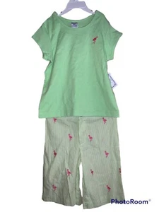 The Bailey Boys Size 7/8 Lime Pink Flamingo Set Shirt & Shorts New - Picture 1 of 9
