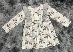 Pete+Lucy Girls 6/6X Winter Deer  Dress New With Tags - Picture 1 of 7