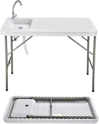 Mesa de Camping Plegable con Grifo Fregadero Exterior Peces Caza Limpieza Escritorio Herramienta Foto 1 de 4