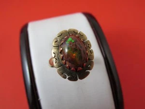14k Solid Yellow Gold Natural Brown Fire Opal Rare Design Setting - Picture 1 of 10