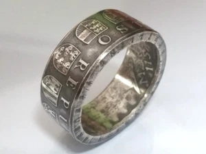 Anello con monete 25 scellini Austria argento 800 stemma lander anello con moneta taglia 54-70 - Foto 1 di 4