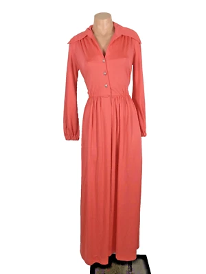 Vestido maxi vintage Ayres Unlimited Hollywood Glam rosa quente Barbiecore comprimento do chão G - Imagem 1 de 4