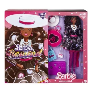 Barbie Rewind 80s Edition Doll Sophisticated Style Dark-Brown Curly Hair, NIB - Picture 1 of 16