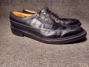 IMPERIAL FLORSHEIM VINTAGE 92604 LONG WINGS WINGTIPS BLACK 11 A VG CONDITION - Picture 1 of 19