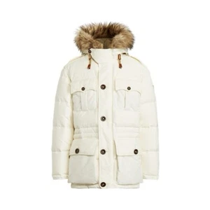 New Polo Ralph Lauren Mens Cream Hood Down Puffer Jacket Parka Size XXL ❄️$798 - Picture 1 of 9
