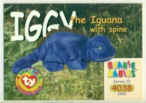 BEANIE BABIES TRADING CARD-SERIES 2 -SERIES II -IGGY THE IGUANA WITH SPINE #4038 - Imagen 1 de 2