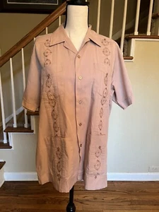 The Romani Collection Vintage button down embroidered shirt Sz L GUC Off White - Picture 1 of 8