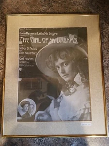 Vintage Antique 1910 "The Girl of My Dreams" Sheet Music Score Framed & Matted! - Picture 1 of 6