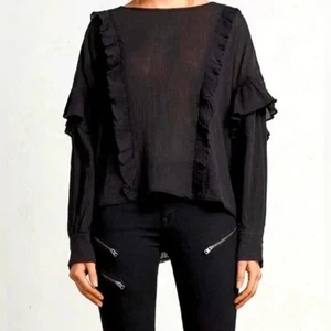 AllSaints Isa transparente Langarmbluse mit Rüschen - Gr. XS ✨ - Bild 1 von 11
