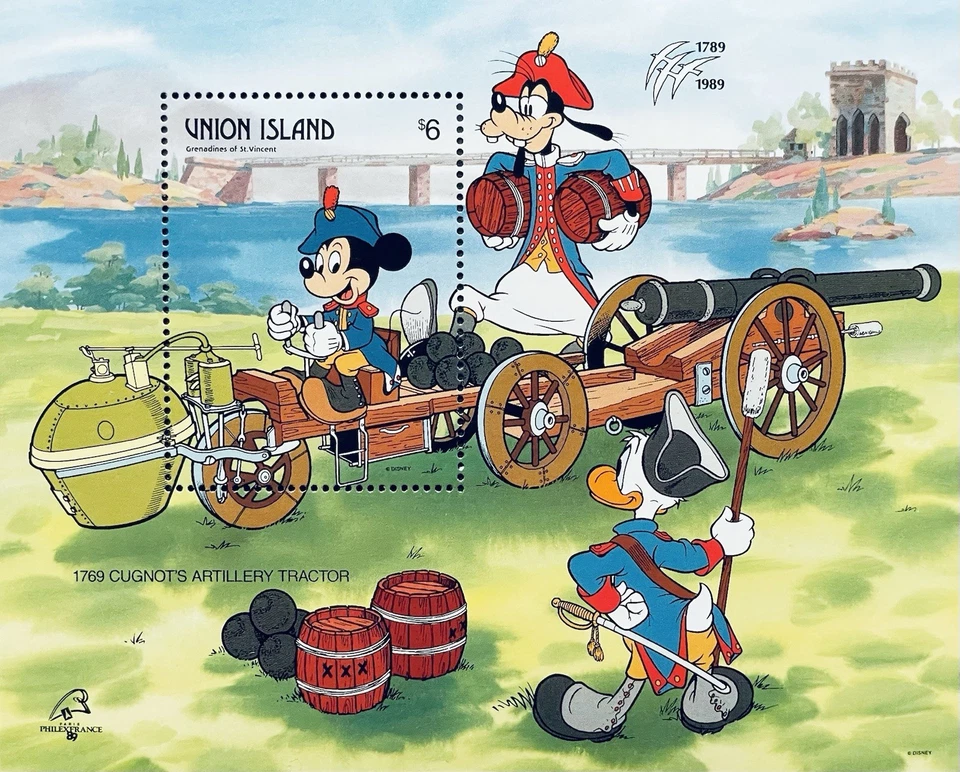 SELOS DE VEÍCULOS FRANCESES ST VINCENT UNION ISLAND DISNEY SS 1989 PHILEXFRANCE CARRO 2 - Imagem 1 de 1