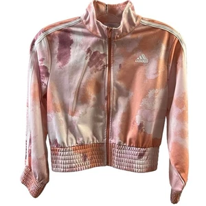 Adidas Jacket M Wonder Clay Lightweight Loose Fit Watercolor Ribbed Athletic - Picture 1 of 10