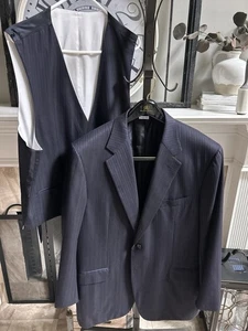 BRIONI men's sport jacket & vest wool black w/ stripes 46L - Picture 1 of 11