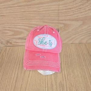She Is Donna Fieno Adj Strapback Rosa Nuovo con etichette di KB Ethos Vintage - Foto 1 di 6