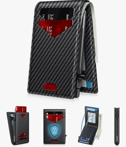 Herren Geldbörse mit schmalem faltbarem Kartenetui für 12-14 Karten, RFID Schutz. - Bild 1 von 7