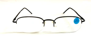 Neu mit Etikett Vintage 90er rechteckig Metall halbrandlose Lesebrille + 2,00 (schwarz) - Bild 1 von 4